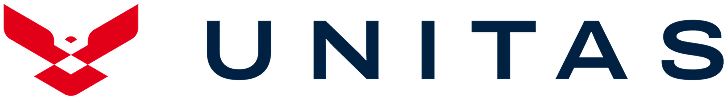 Red abstract eagle logo next to the word "UNITAS" in blue capital letters.